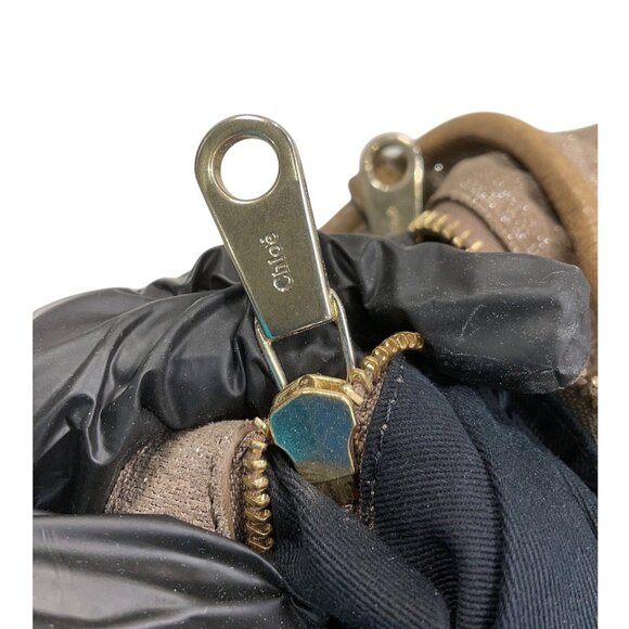 Vintage Chloé Shimmer Suede Satchel Handbag w/Dual Handles Zip Closure Logo Y2K - Picture 15 of 16